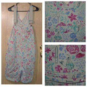 Duluth Trading Co Rose Gardening Tools Print Soft Rustic Cottagecore Overalls
